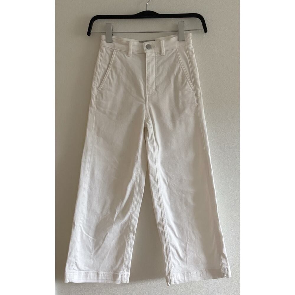Everlane White High Waisted Wide Leg Cropped Denim Jeans Size 00